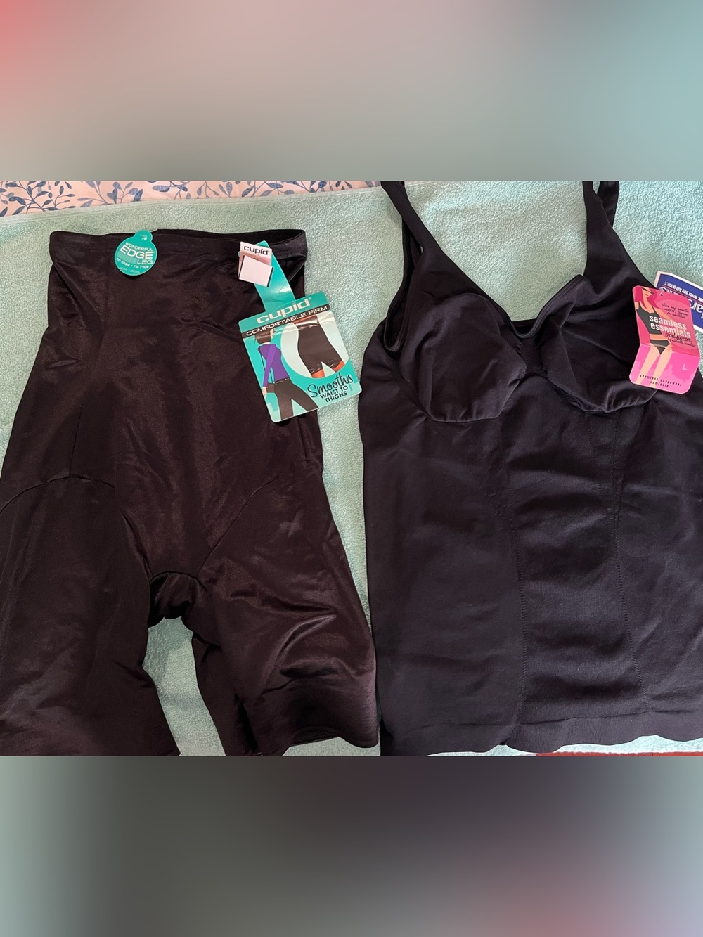 Cupid Black Firm-Control Shaping Tank and High-Waist Shorts Set